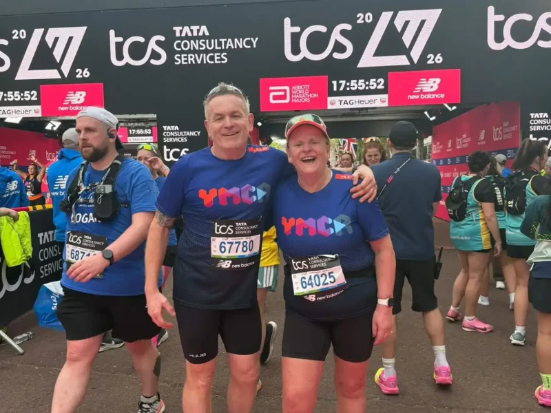 Gillian Sewell and Dean Jackson post London Marathon Medal